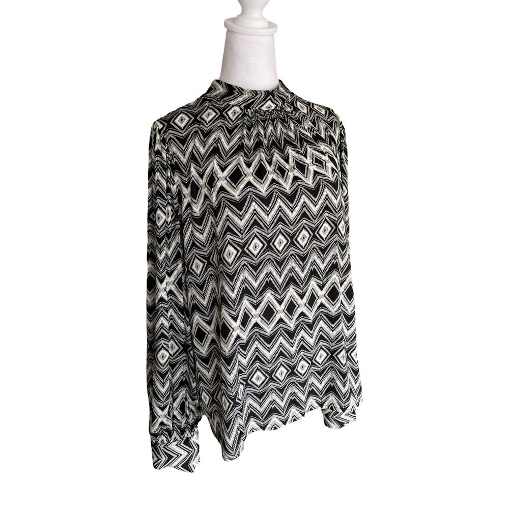 Joie Black and White Geometric Print Blouse Size XL